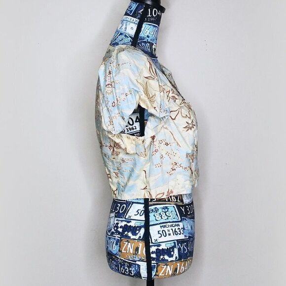 ULLA JOHNSON Kalena Floral Poplin Crop Top Puff Sleeve Front Zip Gardenia Sz 10 - Picture 9 of 15